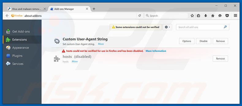 Eliminando los anuncios VidSqaure de Mozilla Firefox paso 2