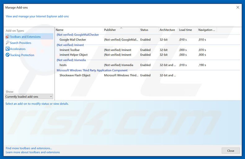 Eliminando los anuncios de VidSqaure de Internet Explorer paso 2