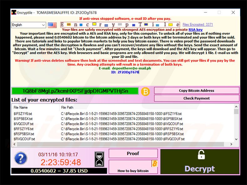 instrucciones desencriptación EncrypTile