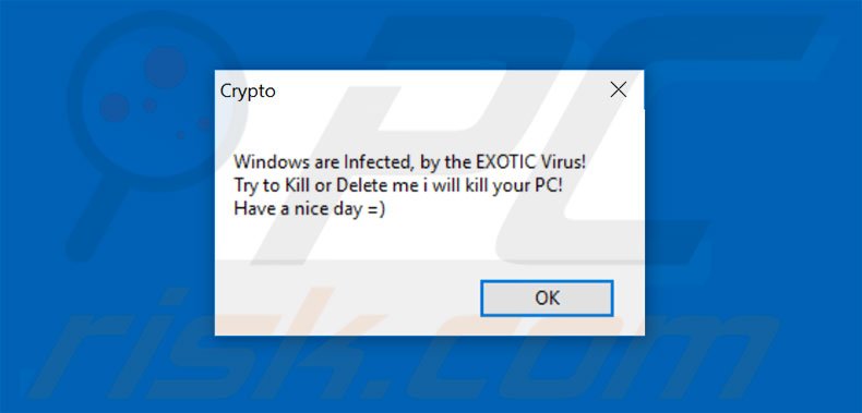 ventana emergente del virus encriptador Exotic