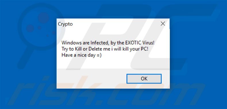 ventana emergente del virus encriptador Exotic