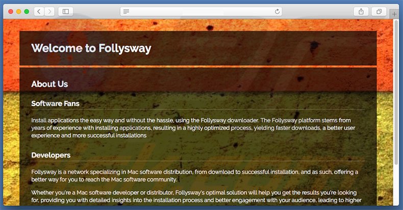 Sitio web dudoso utilizado para promocionar search.follysway.com