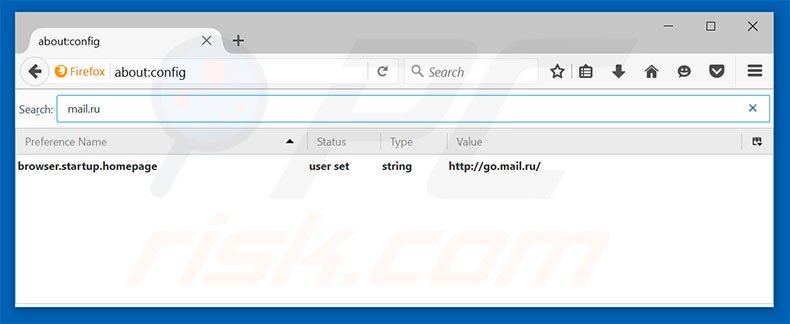 Eliminar go.mail.ru del motor de búsqueda por defecto de Mozilla Firefox