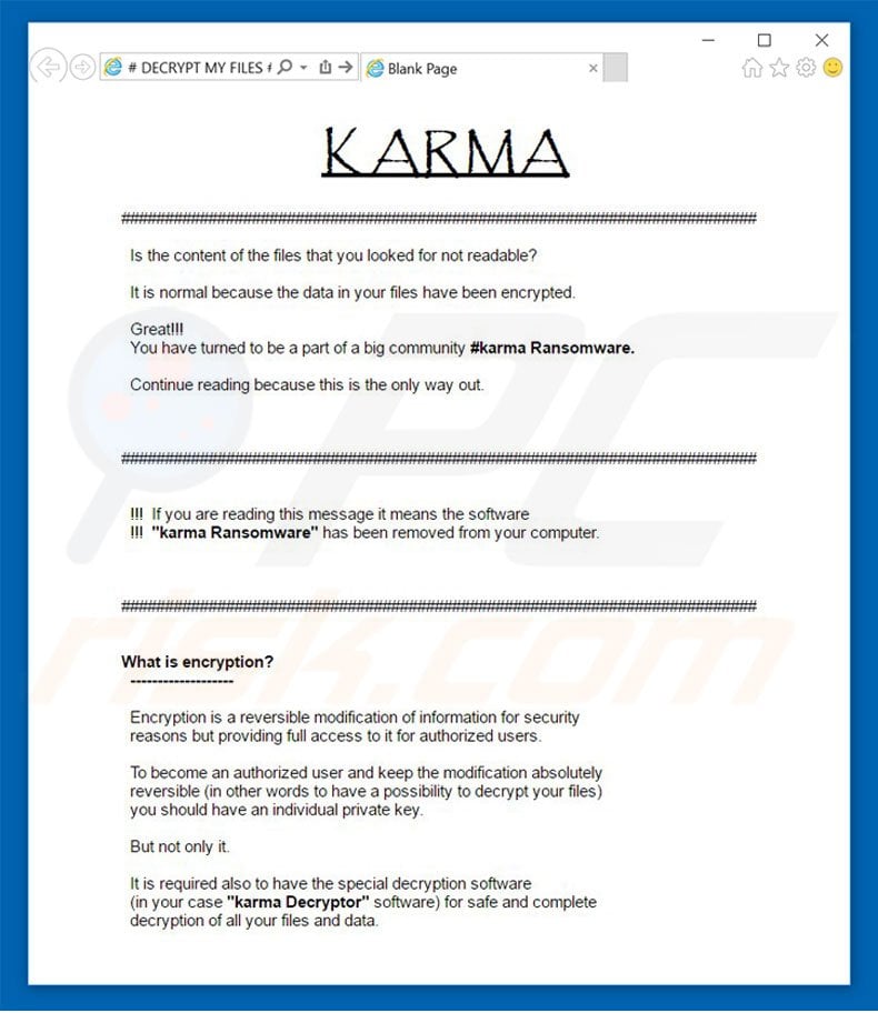 instrucciones desencriptación Karma