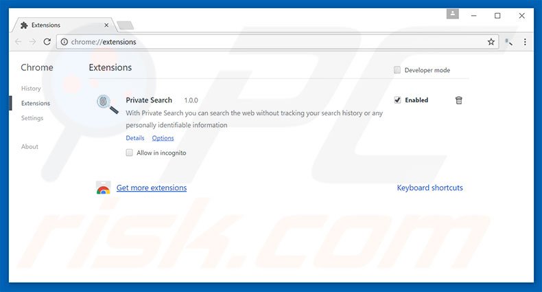 Eliminar las extensiones de Google Chrome relacionadas con myprivatesearch.com