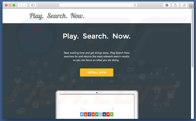 Sitio web dudoso usado para promocionar search.playsearchnow.com