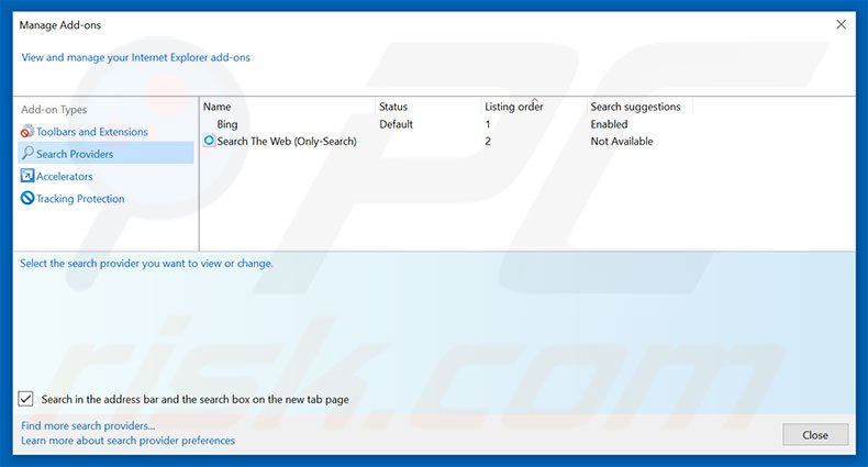 Eliminando searchdisk.de del motor de búsqueda por defecto de Internet Explorer