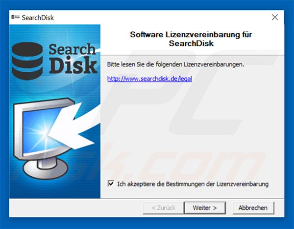 Instalación oficial del secuestrador de navegadores Search Disk