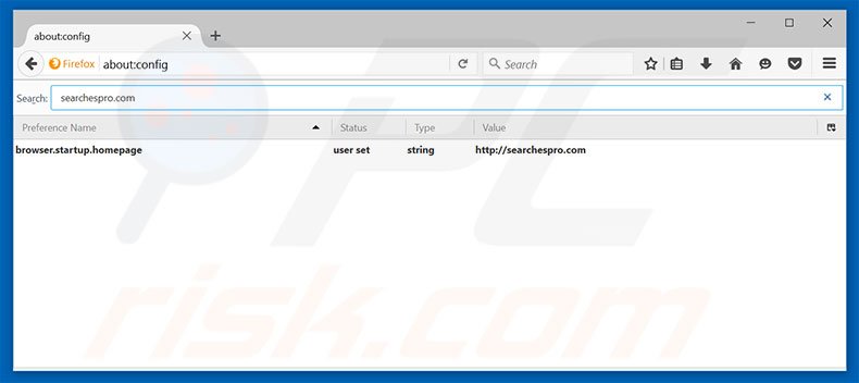 Eliminar searchespro.com del motor de búsqueda por defecto de Mozilla Firefox