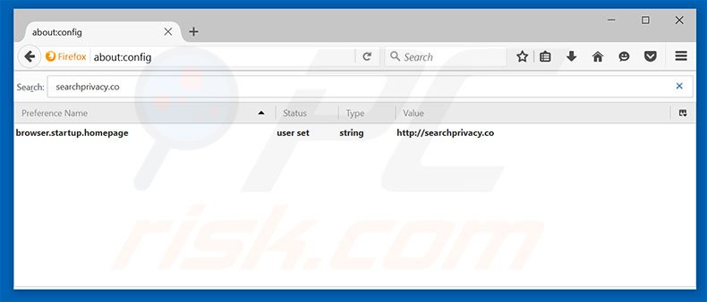 Eliminar searchprivacy.co del motor de búsqueda por defecto de Mozilla Firefox