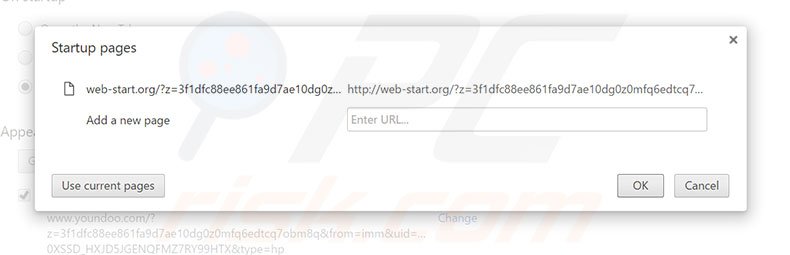 Eliminando web-start.org de la página de inicio de Google Chrome