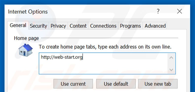 Eliminando web-start.org de la página de inicio de Internet Explorer