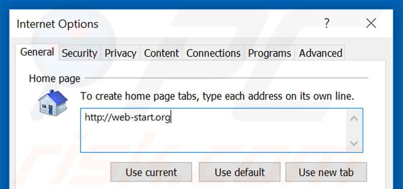 Eliminando web-start.org de la página de inicio de Internet Explorer