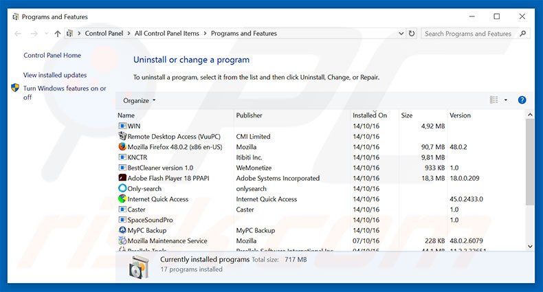 desinstalar el secuestrador de navegadores ww-searchings.com desde el Panel de control