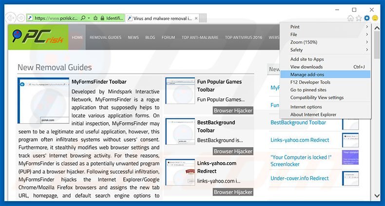 Eliminando los anuncios de Internet Security Damaged de Internet Explorer paso 1