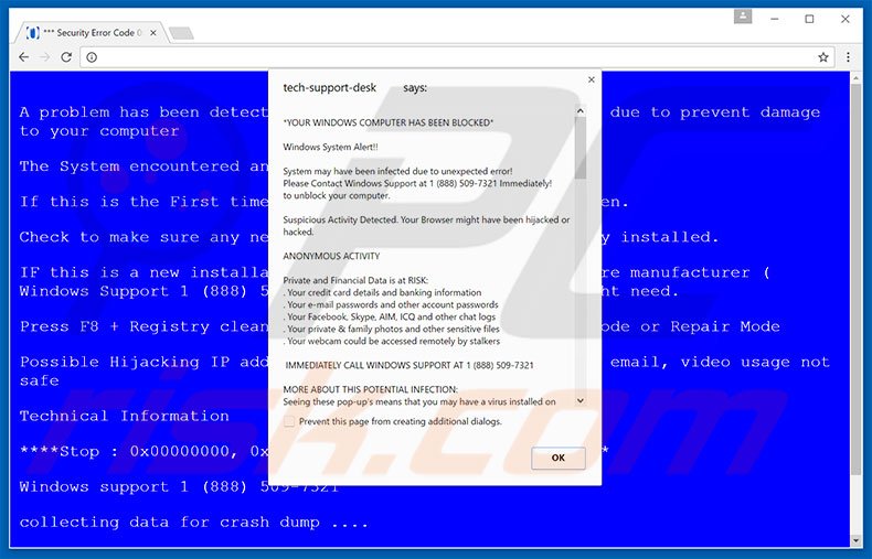 software publicitario Your Windows Computer Has Been Blocked