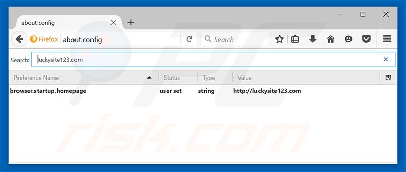 Eliminar luckysite123.com del motor de búsqueda por defecto de Mozilla Firefox