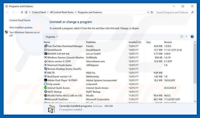 desinstalar el secuestrador de navegadores luckystarting.com desde el Panel de control