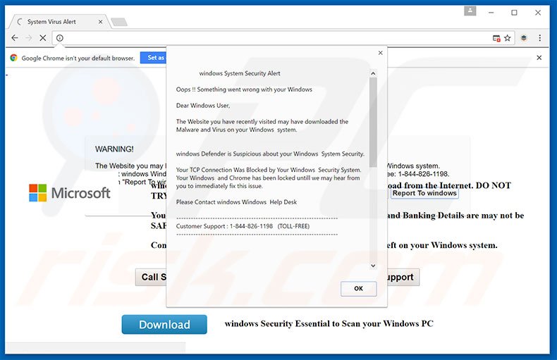 software publicitario Windows Security Alert
