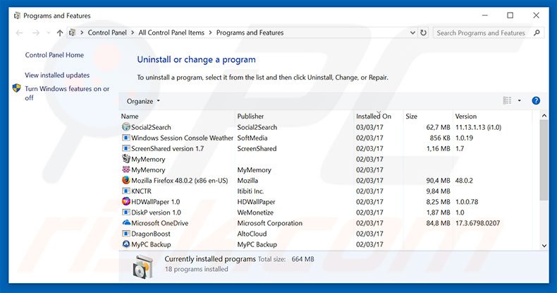 desinstalar el adware Alpha Shoppers del Panel de control