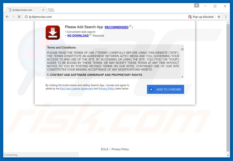 sitio web que promociona el secuestrador de navegadores blpsearch