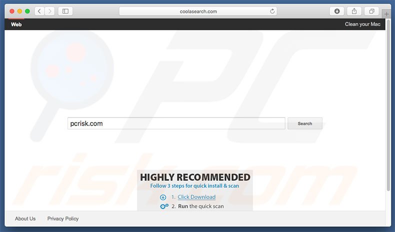 secuestrador de navegadores coolasearch.com en un equipo de Mac