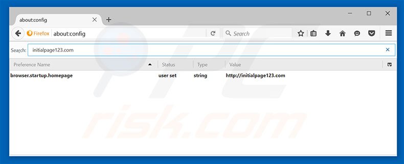 Eliminar initialpage123.com del motor de búsqueda por defecto de Mozilla Firefox