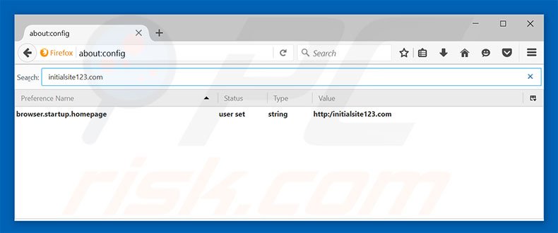 Eliminar initialsite123.com del motor de búsqueda por defecto de Mozilla Firefox