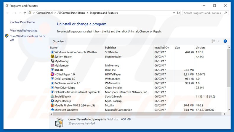 desinstalar el secuestrador de navegadores launchpage.org desde el Panel de control