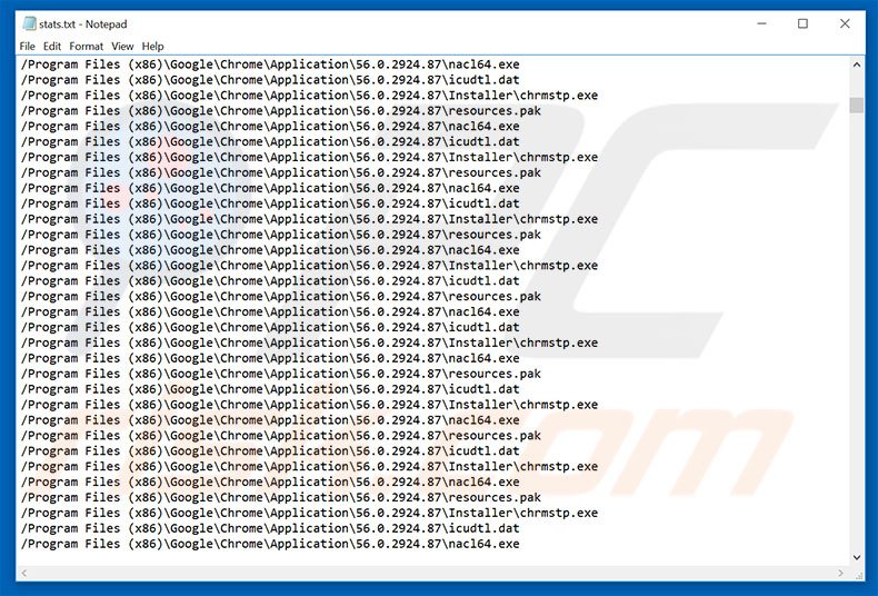 lista de archivos encriptados por Lick