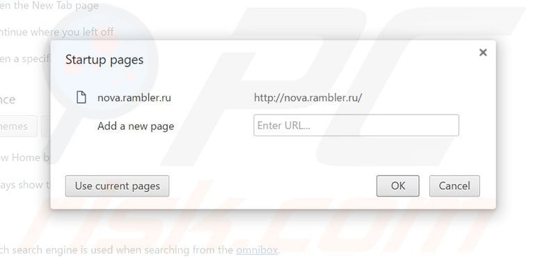 Eliminando rambler.ru de la página de inicio de Google Chrome