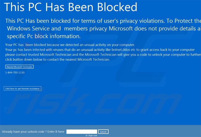 estafa this pc has been blocked