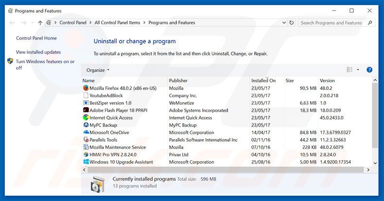 desinstalar el secuestrador de navegadores cleanserp.net desde el Panel de control