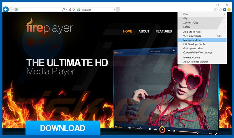 Eliminando los anuncios de FirePlayer de Internet Explorer paso 1