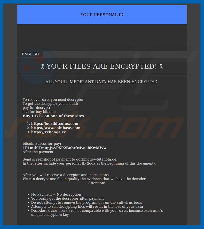 versión .hNcrypt del virus encriptador globeimposter