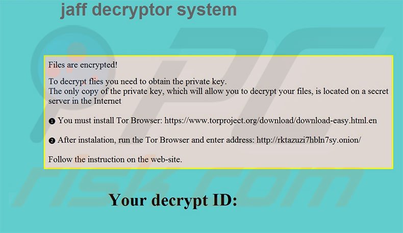 instrucciones desencriptación Jaff Decryptor System