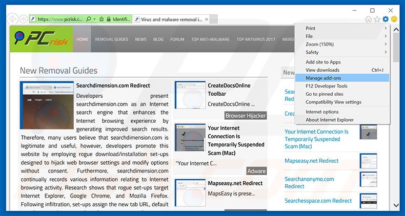 Eliminando los anuncios de Malicious Pornographic Spyware/Riskware Detected de Internet Explorer paso 1