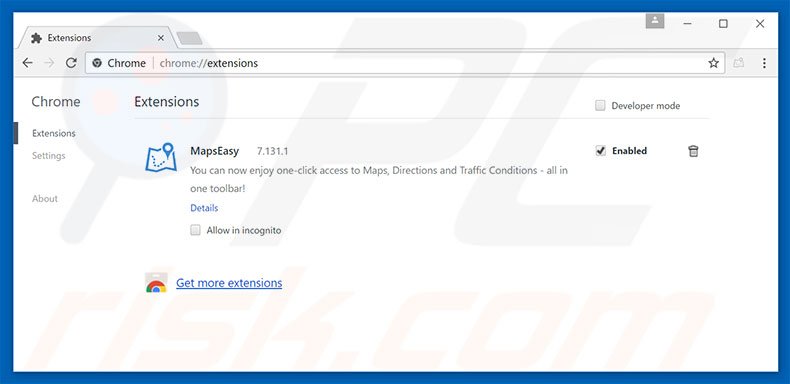  Eliminando las extensiones relacionadas con mapseasy.net de Google Chrome