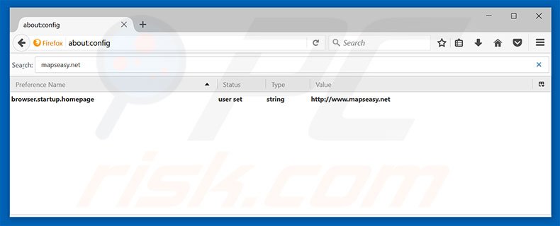 Eliminar mapseasy.net del motor de búsqueda por defecto de Mozilla Firefox
