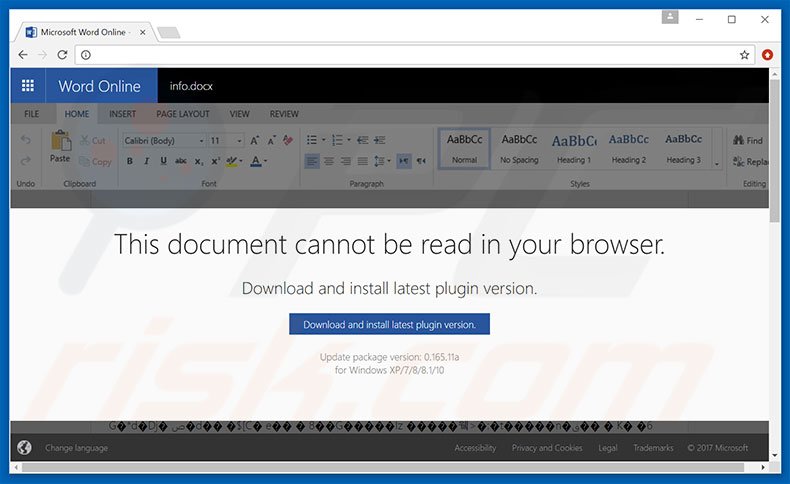 sitio web falso de word para propagar en ransomware MOLE