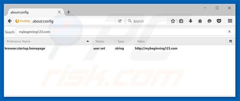 Eliminar mybeginning123.com del motor de búsqueda por defecto de Mozilla Firefox