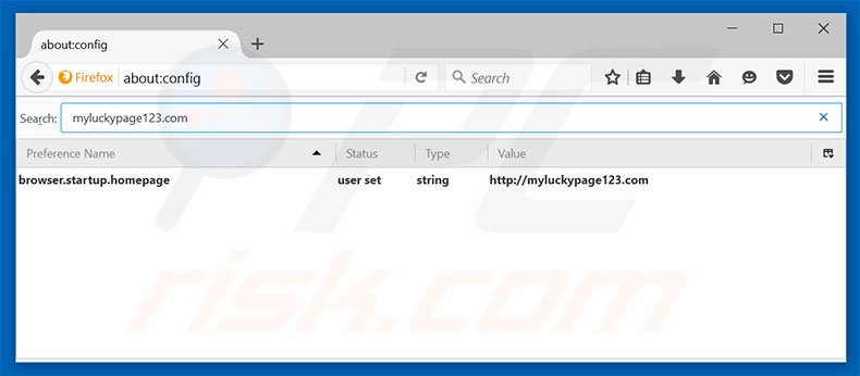 Eliminar myluckypage123.com del motor de búsqueda por defecto de Mozilla Firefox