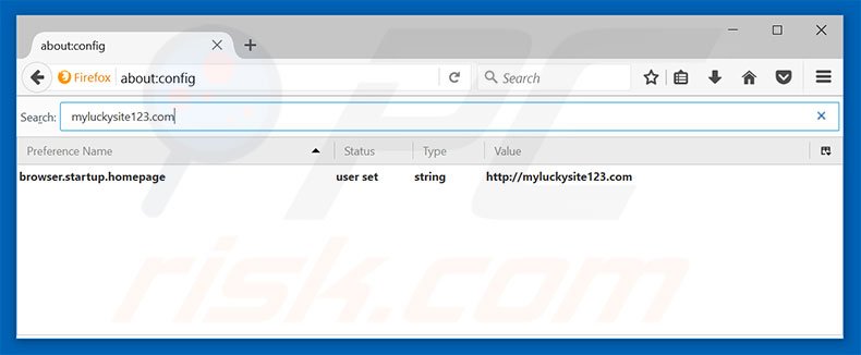 Eliminar myluckysite123.com del motor de búsqueda por defecto de Mozilla Firefox