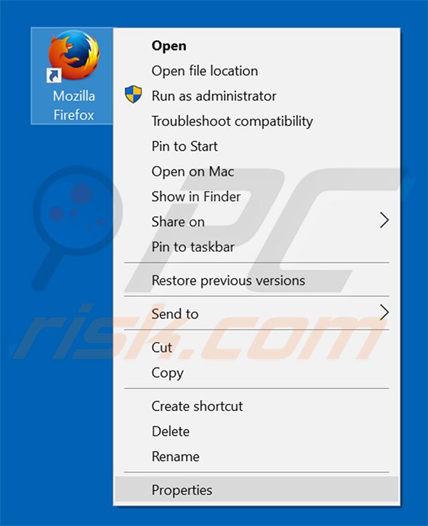Eliminar searchesspace.com del destino del acceso directo de Mozilla Firefox paso 1