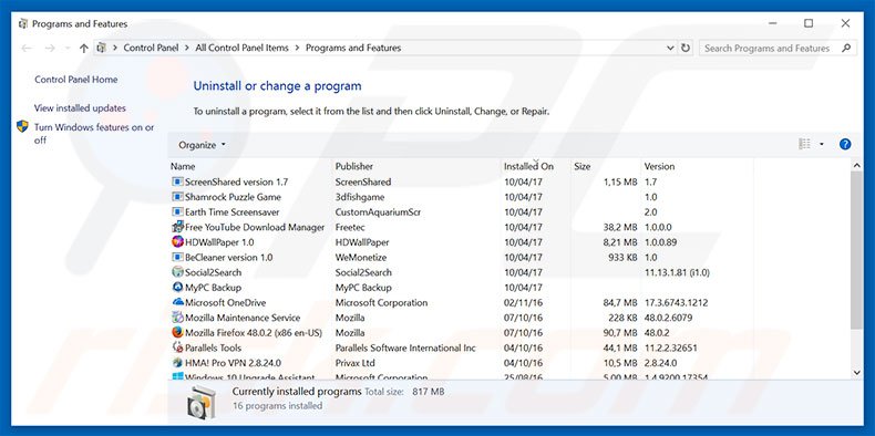 desinstalar el secuestrador de navegadores searchesspace.com desde el Panel de control