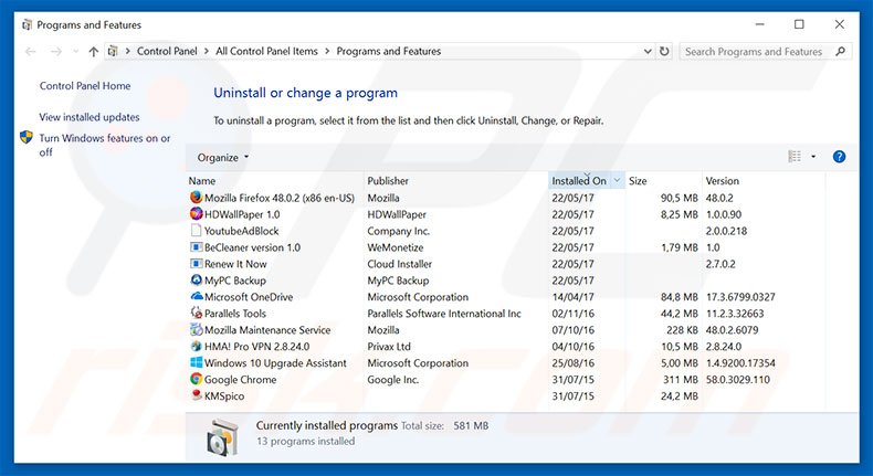 desinstalar el secuestrador de navegadores search.gg desde el Panel de control