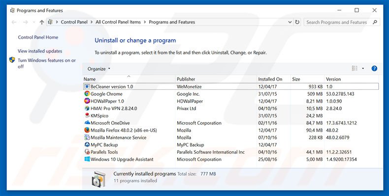 desinstalar el secuestrador de navegadores searchlock.com desde el Panel de control