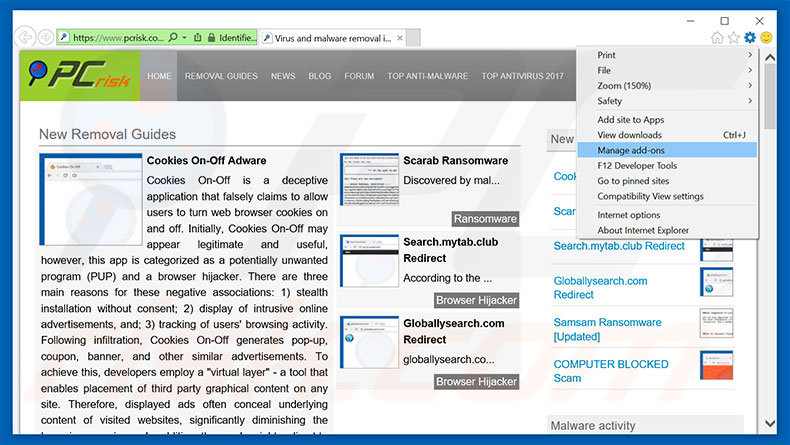 Eliminando los anuncios de ad.dumedia.ru de Internet Explorer paso 1