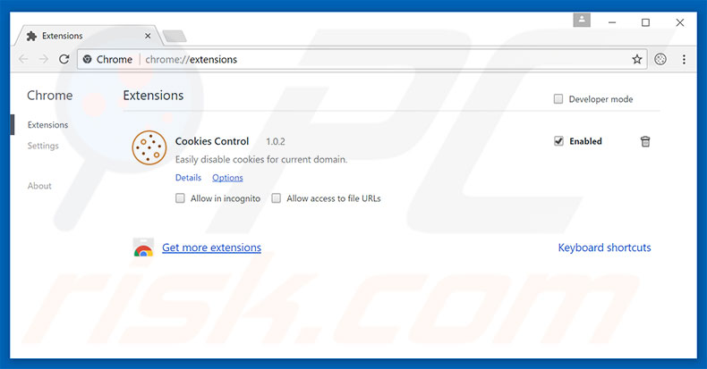 Eliminando los anuncios de Cookies Control de Google Chrome paso 2