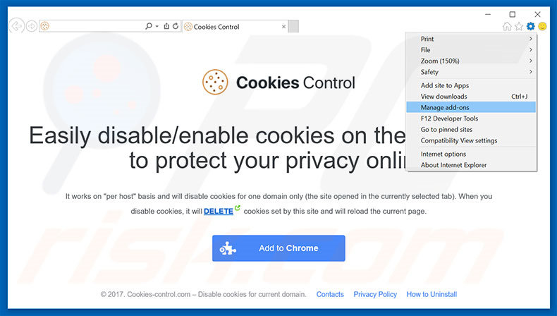 Eliminando los anuncios de Cookies Control de Internet Explorer paso 1
